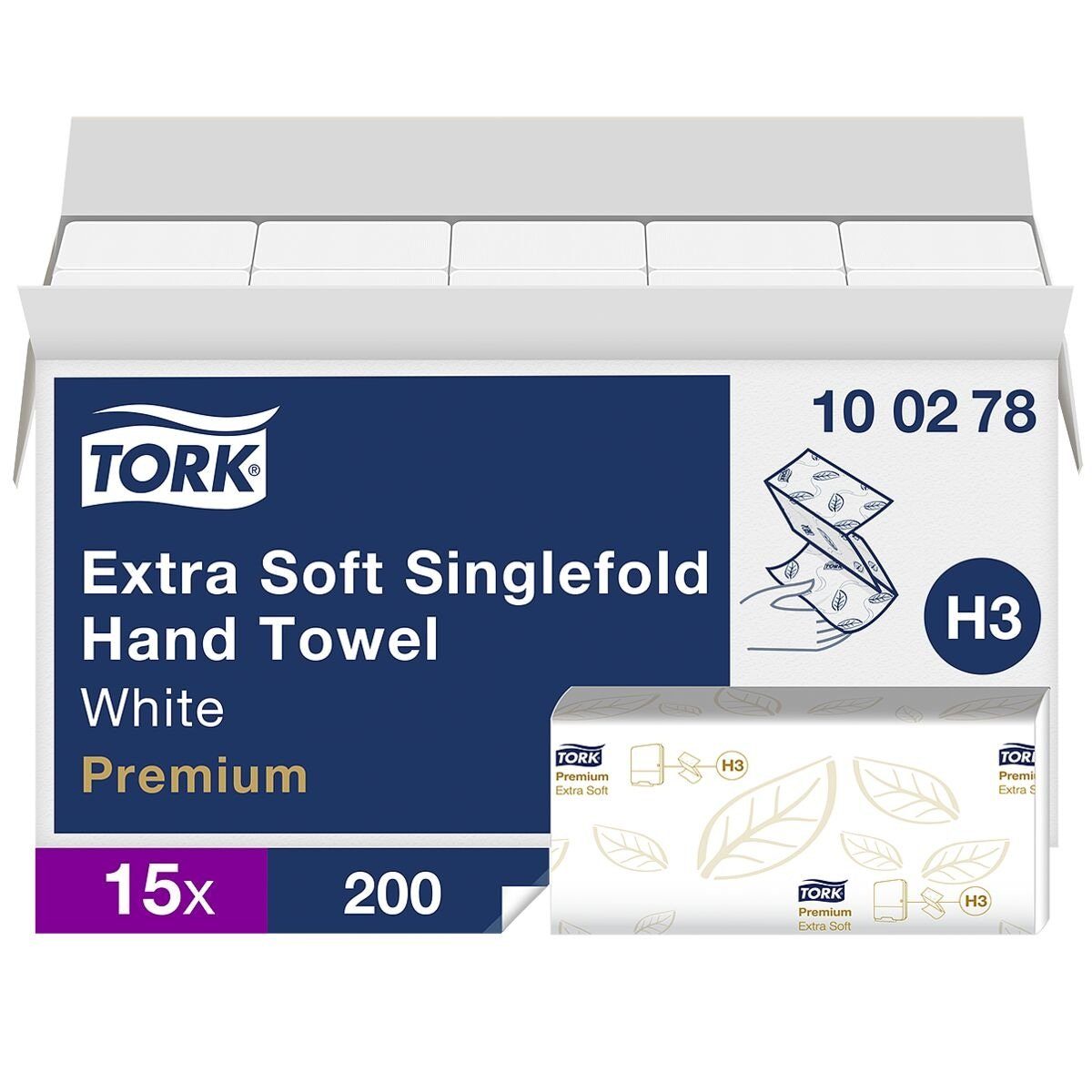 TORK Papierhandtuch Premium, 2-lagig, Tissue mit Z-Falzung, 22,6x23 cm, 3000 Blatt