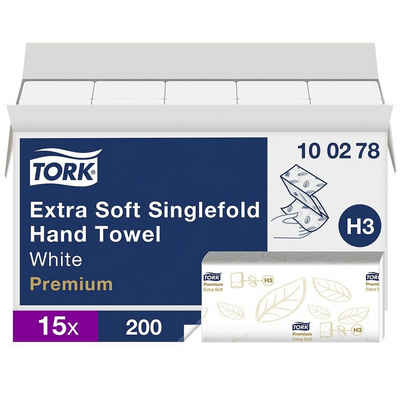 TORK Papierhandtuch Premium, 2-lagig, Tissue mit Z-Falzung, 22,6x23 cm, 3000 Blatt
