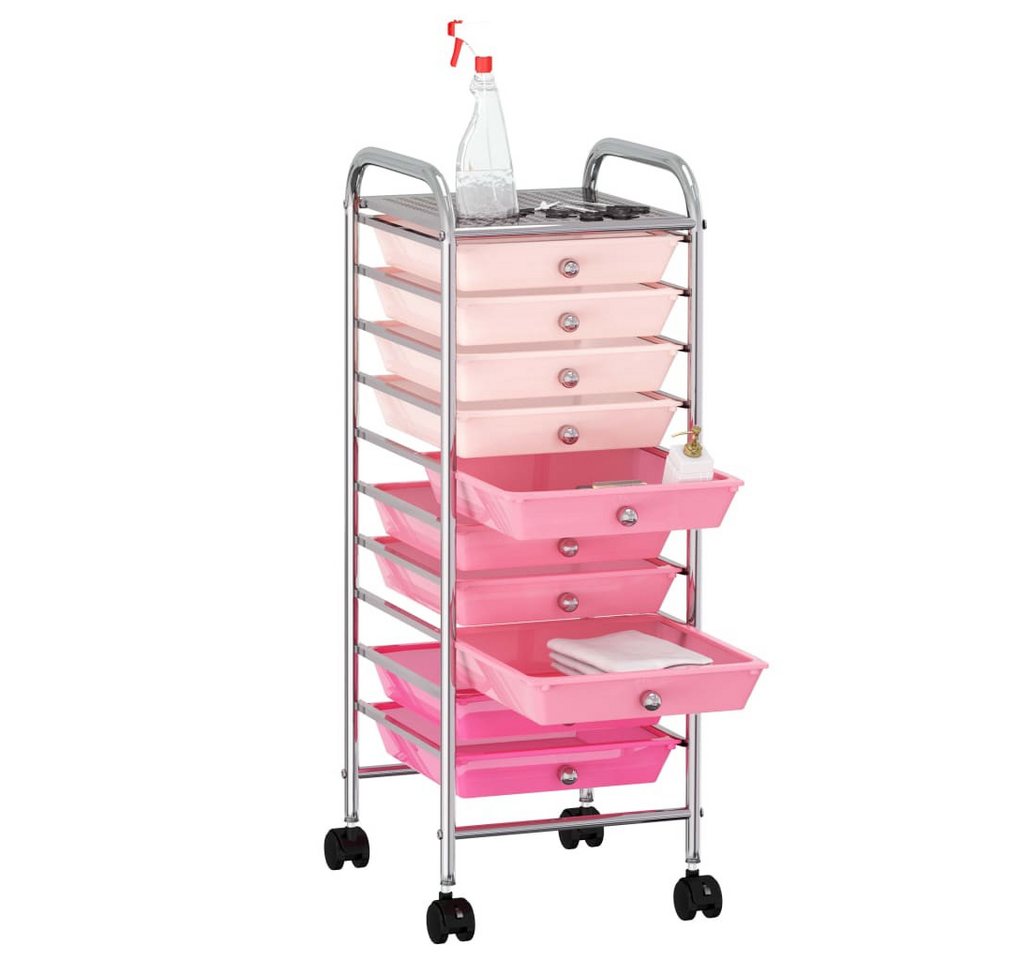 Thumbnail - vidaXL Werkzeugkoffer Schubladenwagen mit 10 Schubladen Ombre Rosa Kunststoff
