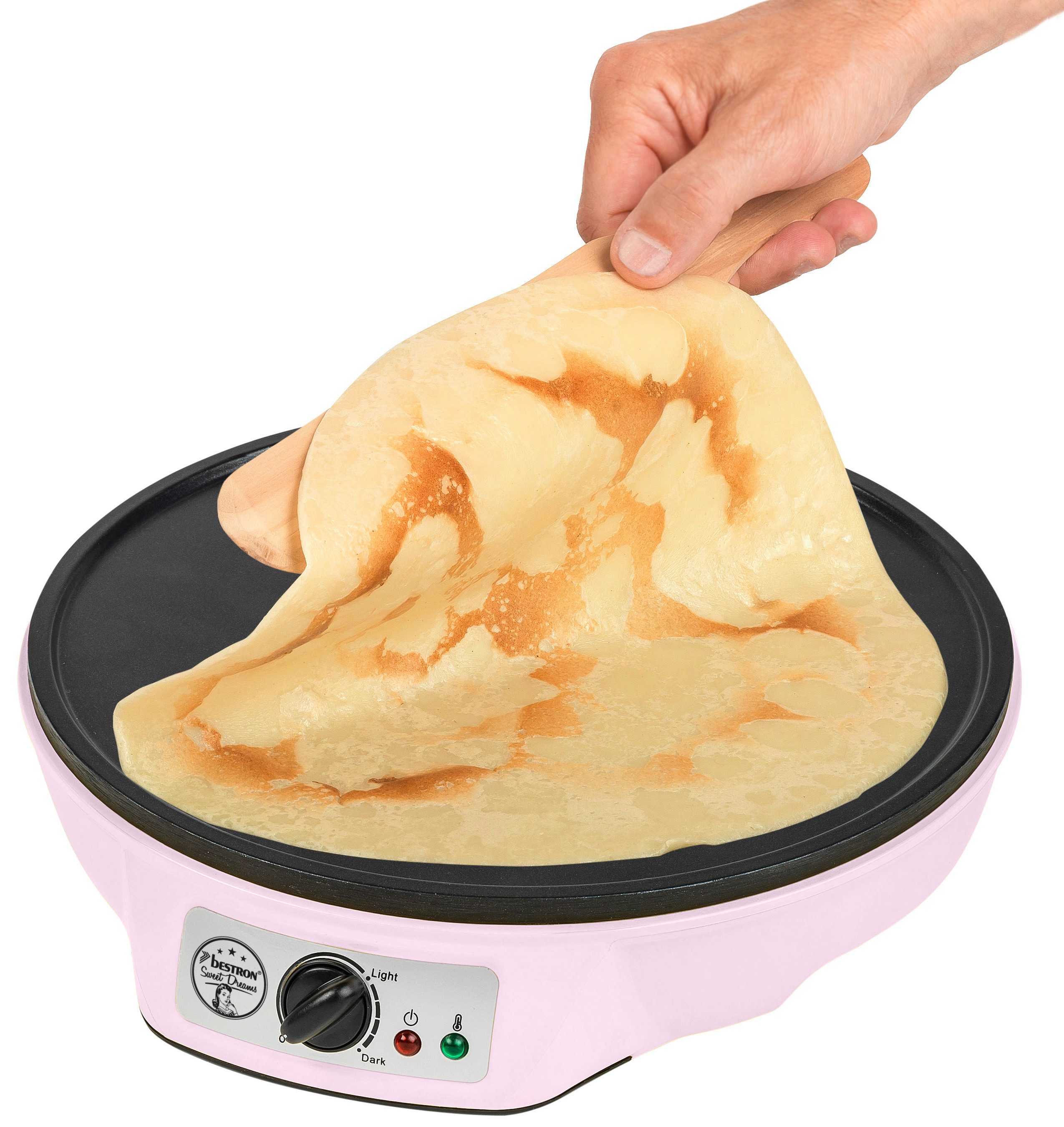 bestron Crêpesmaker ASW602, 1000 W, Ø 30 cm, Antihaft, Thermostat & Zubehör