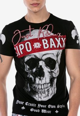 Cipo & Baxx T-Shirt mit coolem Skullprint