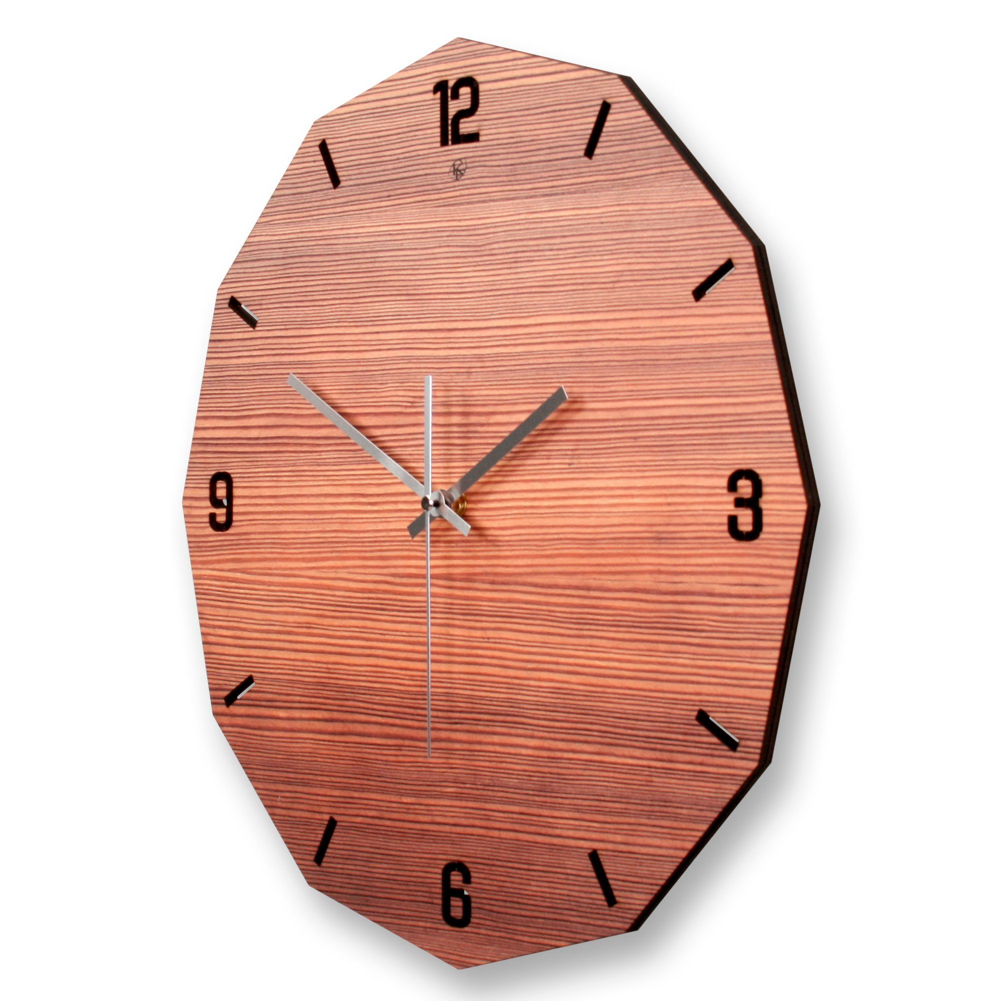 WH601 leise, (Holz, Designer-Wanduhr Feder Funkuhr, modern, Wanduhr Holzoptik) Quarzuhr, Design, Kreative