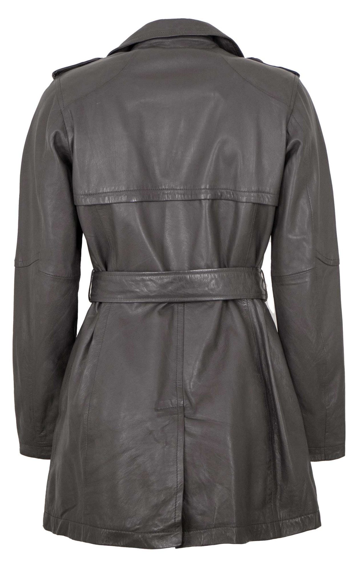 Jilani Lederjacke Hayley Jilani - Damen Ledermantel Lammnappa grau