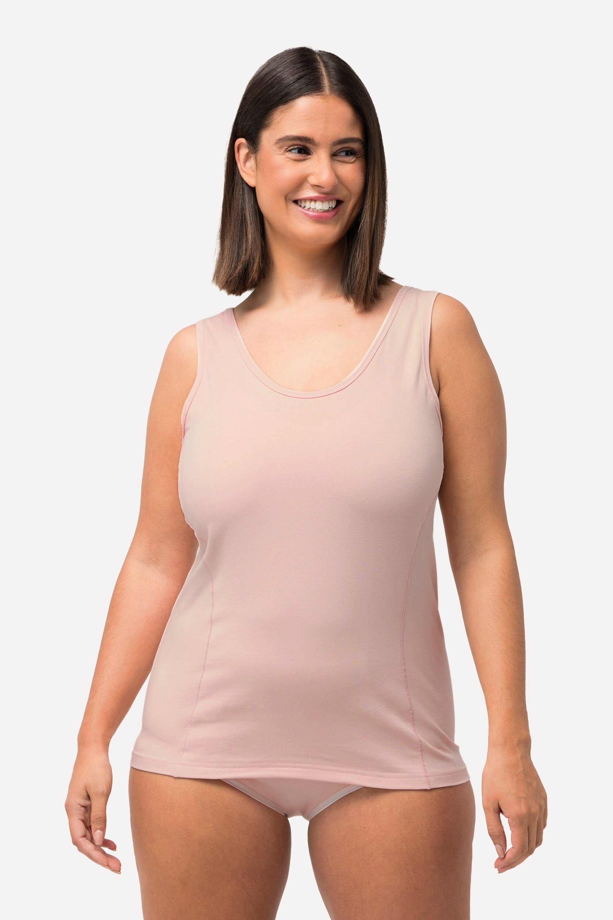 Ulla Popken Unterhemd Träger Rundhals breite Bodyforming-Unterhemd rosa