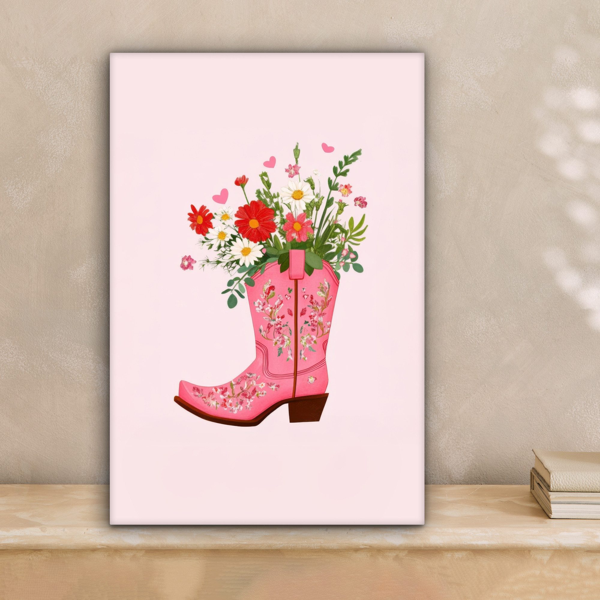 OneMillionCanvasses® Leinwandbild Cowboystiefel - Rosa - günstig online kaufen