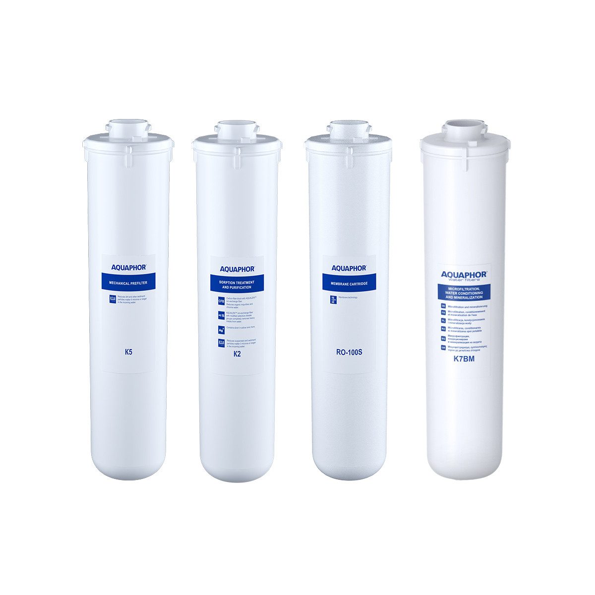 AQUAPHOR Kalk- und Wasserfilter Set K1, K2, RO 100S, K7BM- Keimsperre und Remineralisierung, Zubehör für Umkehrosmose Aquaphor DWM 102S, 201, 202S, Entkalkung, Mikrofiltration 0,1 µm. und Remineralisierung