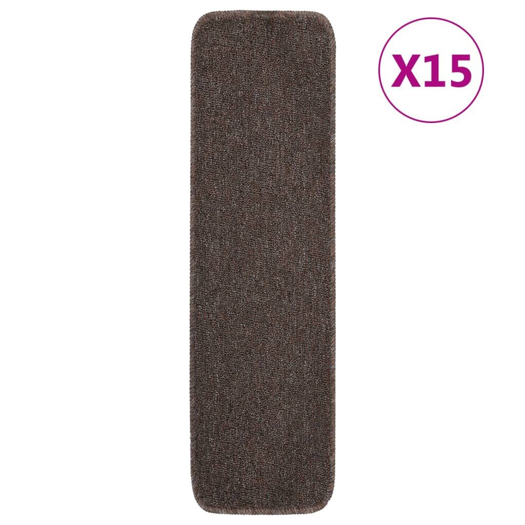vidaXL Stufenmatte 75 x 20 cm Treppenstufenmatten 15 Stk 75x20 cm Braun Anti-Rutsch