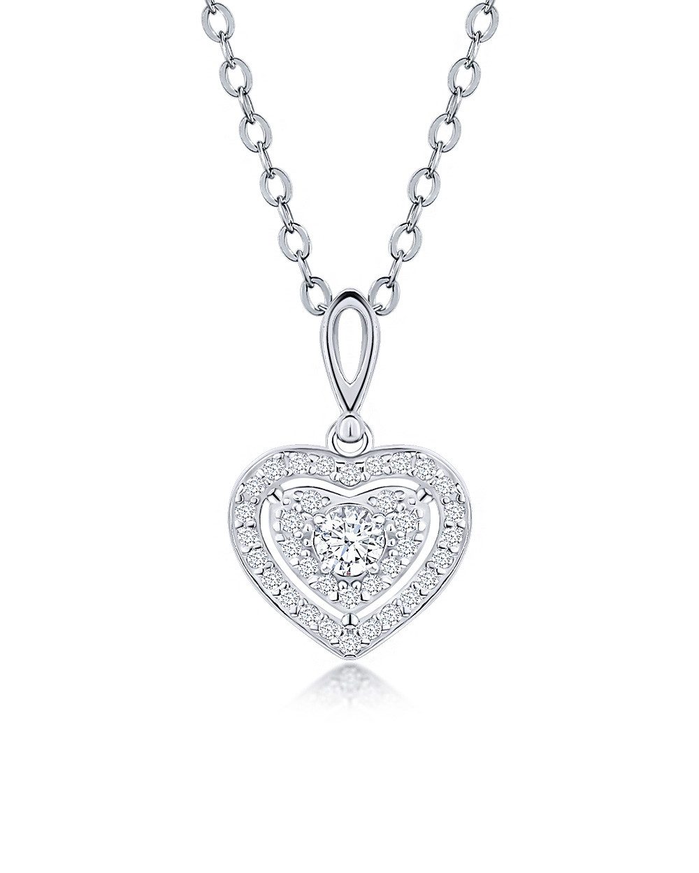 Herzkette 'Anastasia' Damen Halskette Silber 925 Herz Anhänger Kristall