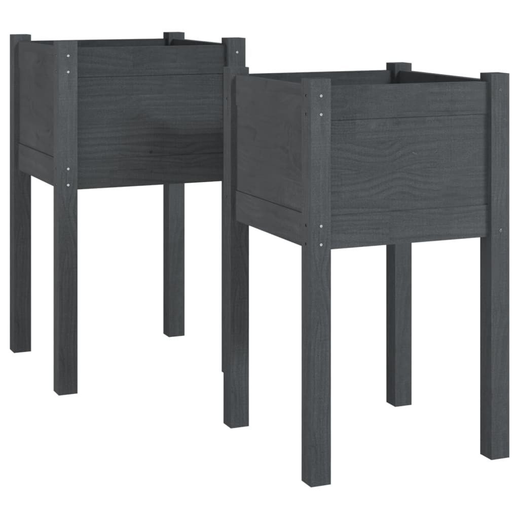 vidaXL Blumentopf Pflanzkübel 2 Stk. Grau günstig online kaufen