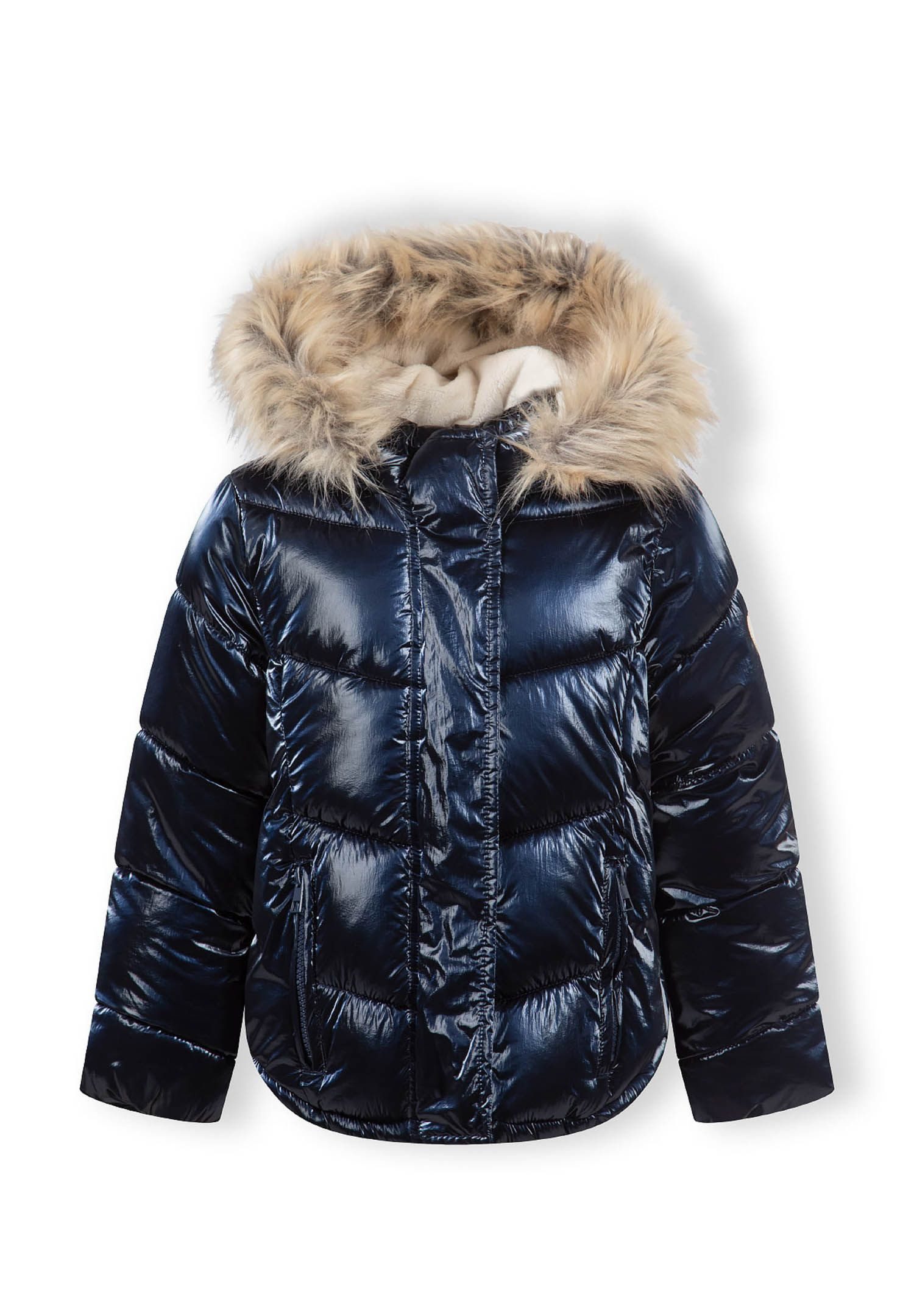 MINOTI Winterjacke Mittellange Steppjacke mit Glanz und abnehmbarem Fell (2y-14y)
