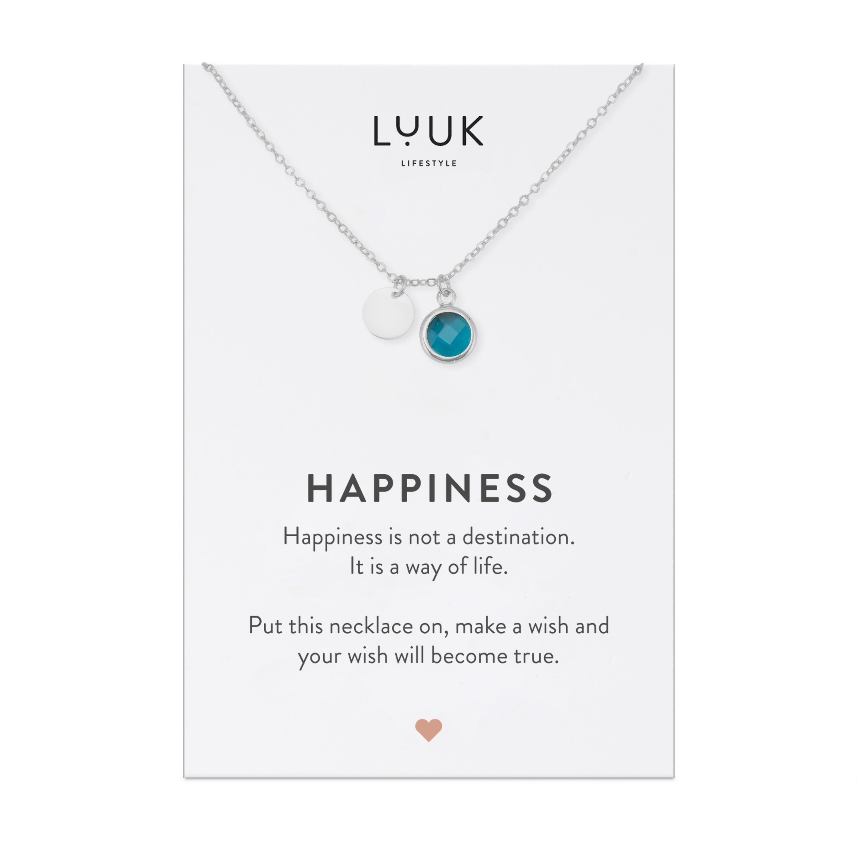 LUUK LIFESTYLE Kette mit Anhänger königsblauer Kristall, Anhänger in Silber, Gold & Rosé – persönliche Geschenkidee