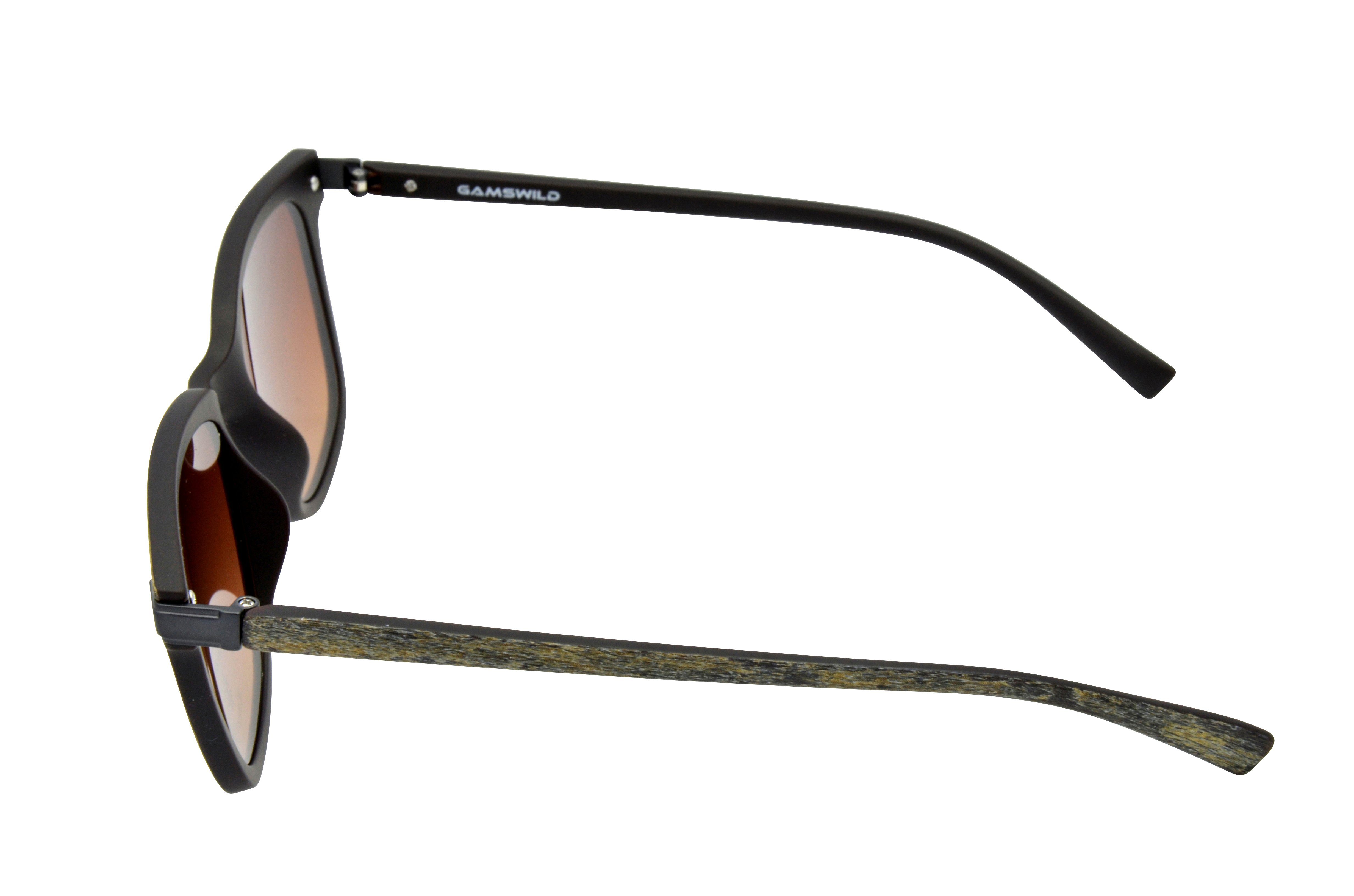 Holzoptik, Brille geschnittenes Unisex GAMSSTYLE Modell grau Gamswild Sonnenbrille Damen Mode Herren WM7032 braun, schmal