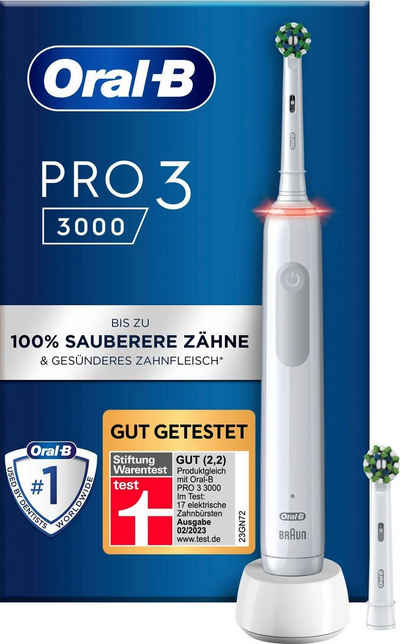 Oral-B Elektrische Zahnbürste Pro 3 3000, Aufsteckbürsten: 2 St., 3 Putzmodi