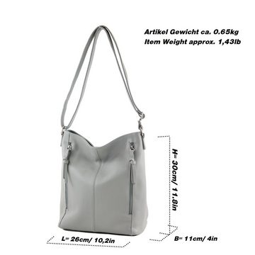 modamoda de Schultertasche T195, Echtleder Handmade in Italy