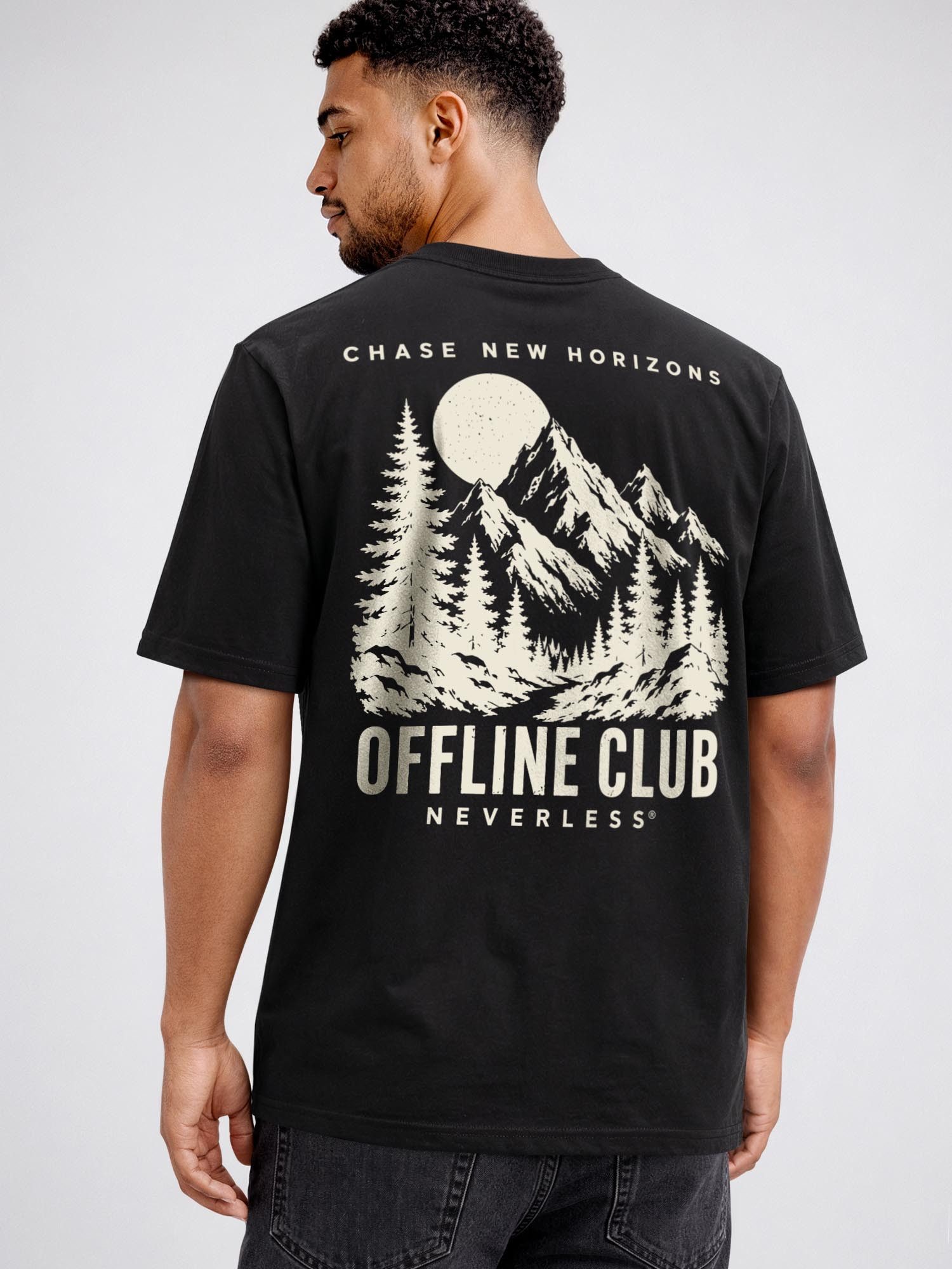 Neverless Oversize-Shirt Herren T-Shirt - Offline Club- Relaxed Fit Printshirt Streetstyle mit Print – Bild 2 von 5