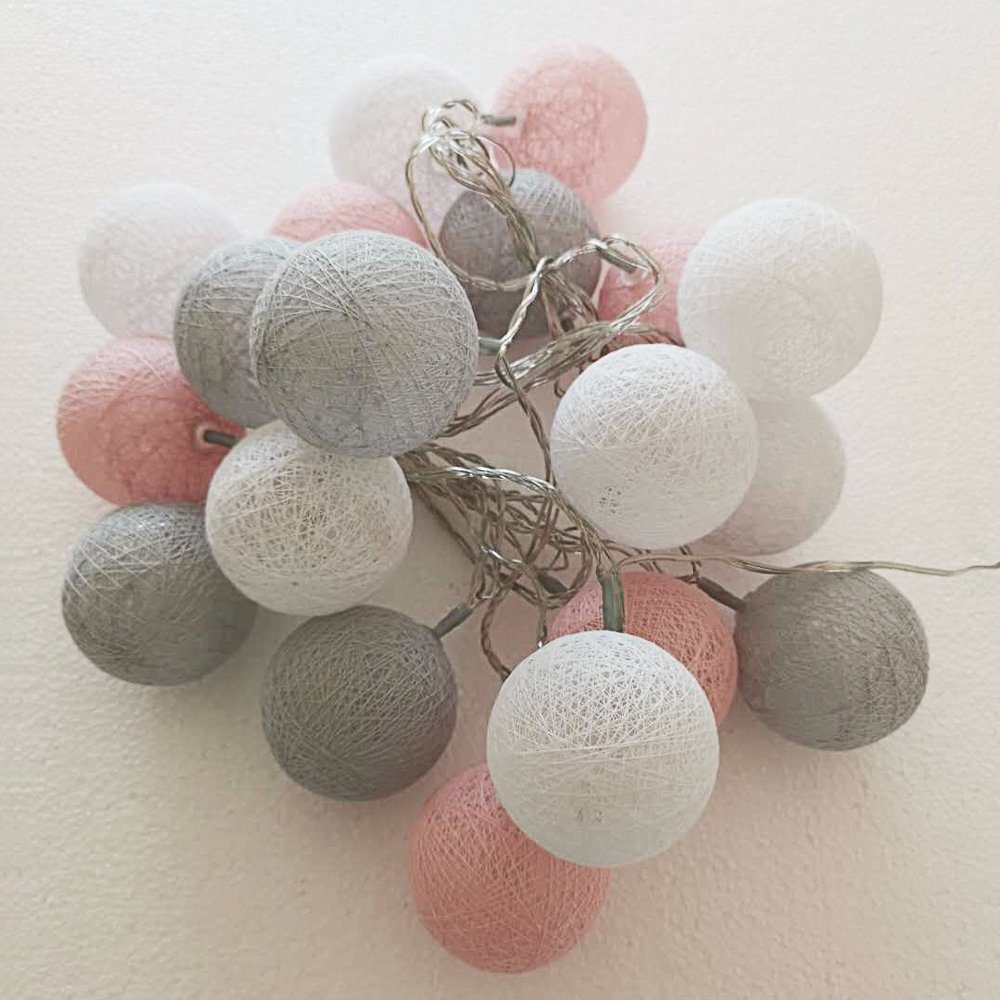 Natsen LED-Lichterkette, Lichterkette mit 20er Baumwollkugeln 