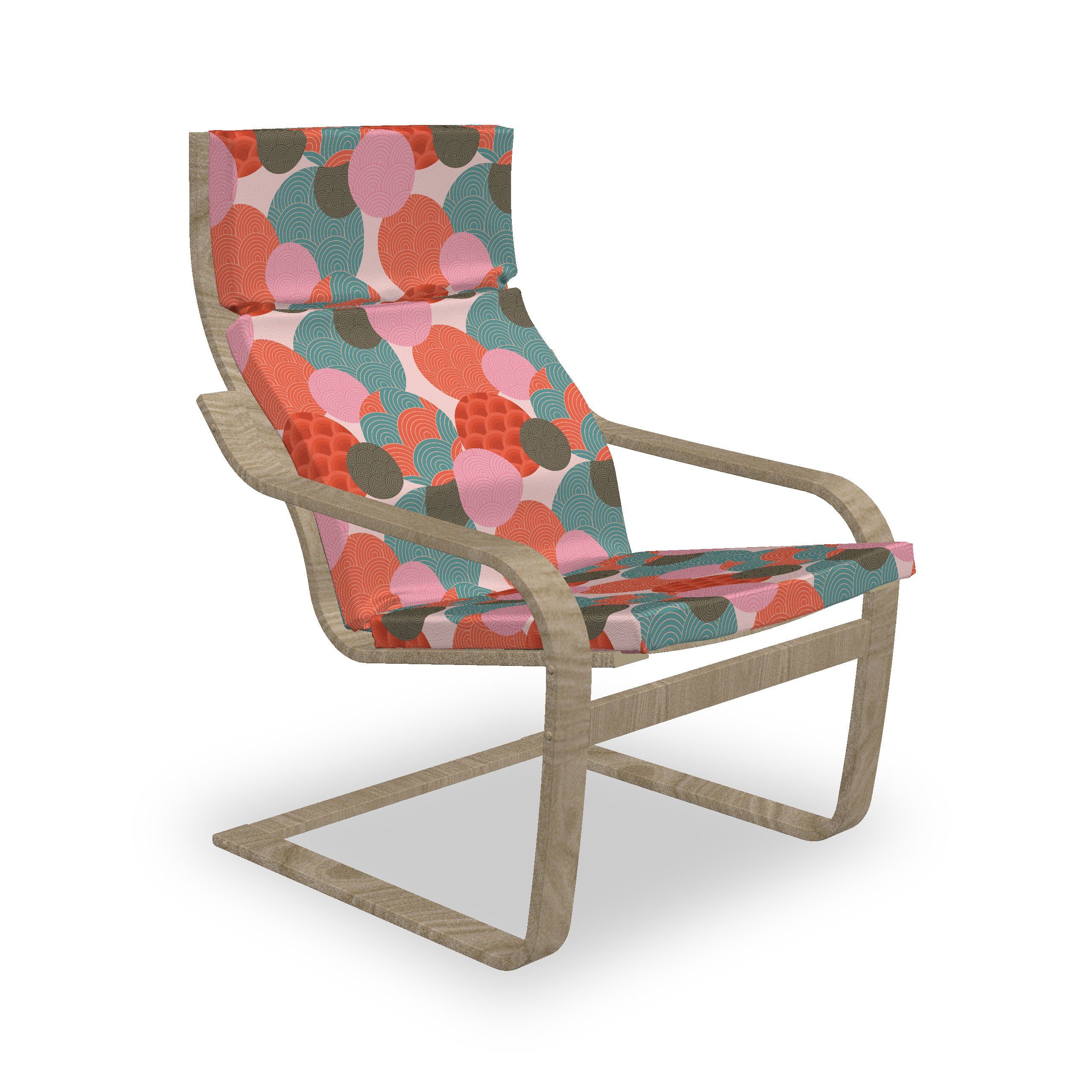 Abakuhaus Stuhlkissen Sitzkissen mit Stuhlkissen mit Hakenschlaufe und Reißverschluss, Abstrakt Coral Tone Stripes Kreise