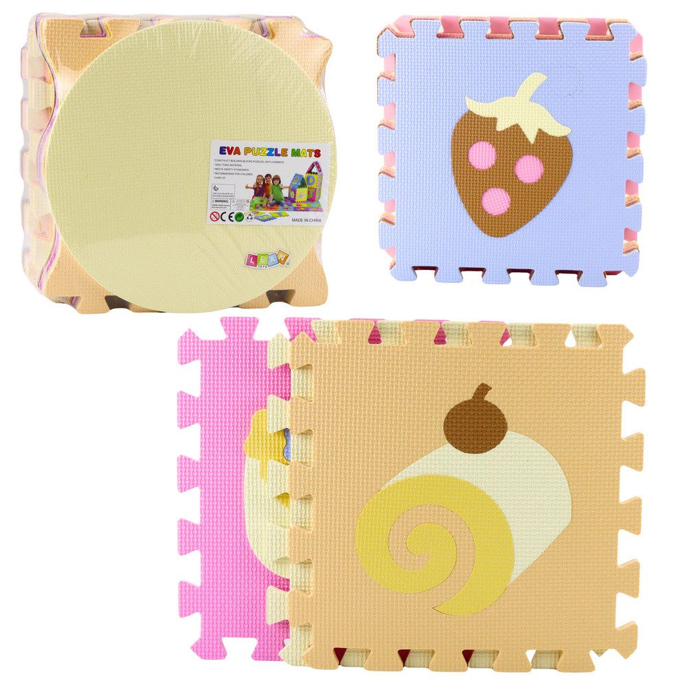 LEAN TOYS Spielmatte Puzzlematte Krabbelmatte Bodenschutzmatte (Spar-Set, 16-St., 122 x 122 x 1 cm weich), rutschfest, abwischbar, herausnehmbare Motive