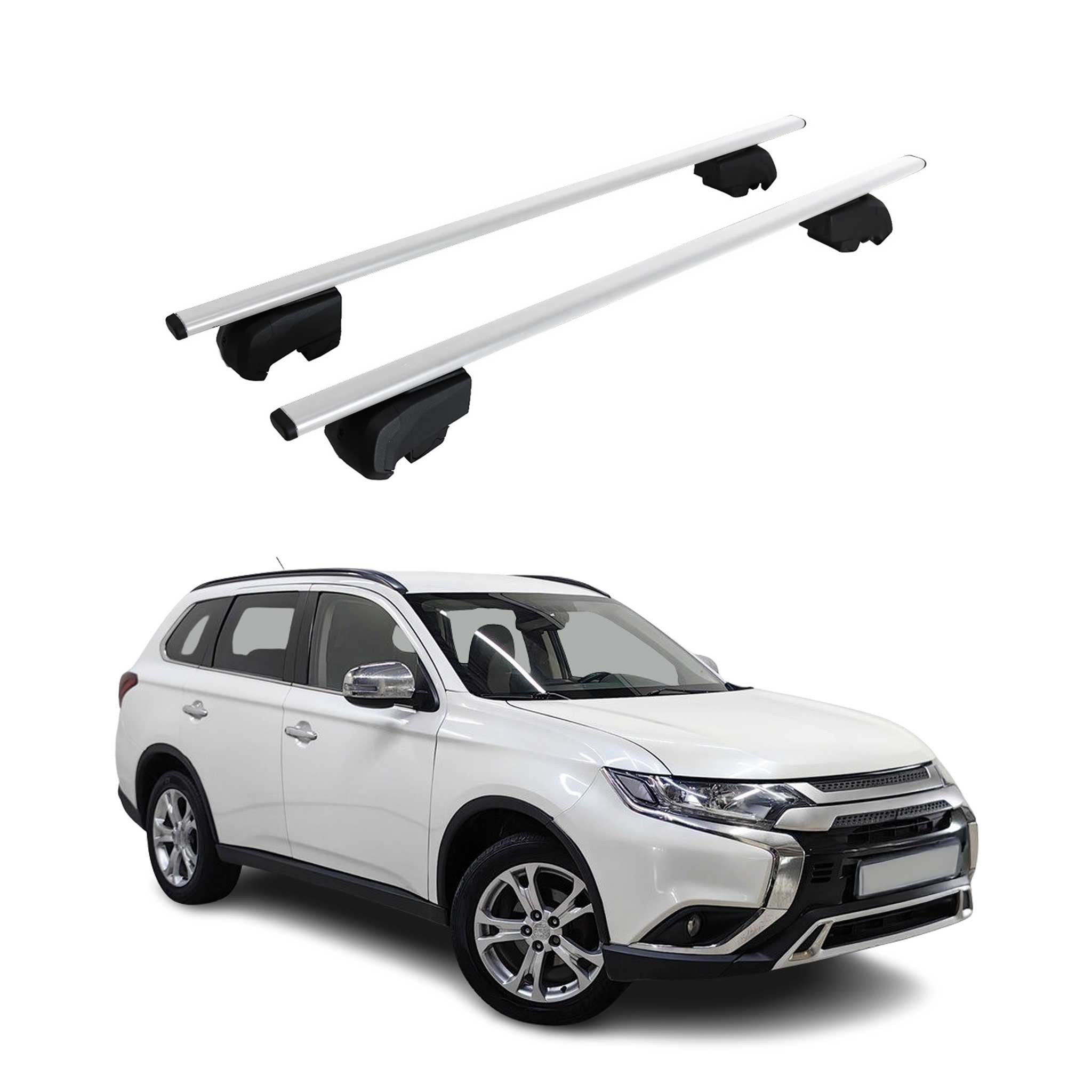 OMAC Dachträger Gepäckträger für Mitsubishi Outlander GF 2012-2021 ABE Silber 2x (2-St), Wasserbeständig,Abnehmbar,Multifunktional,Leichtgewichtig