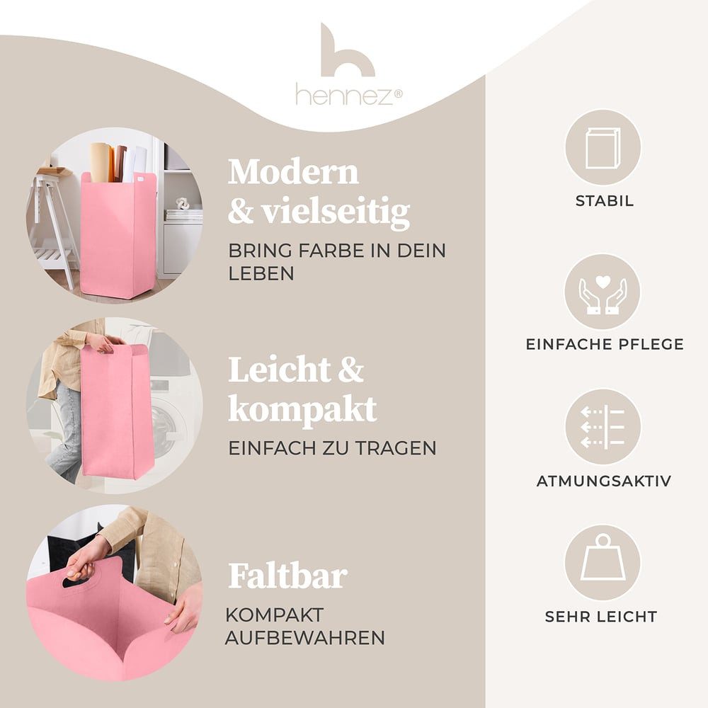 HENNEZ Wäschekorb "Katy" aus Filz schmal günstig online kaufen