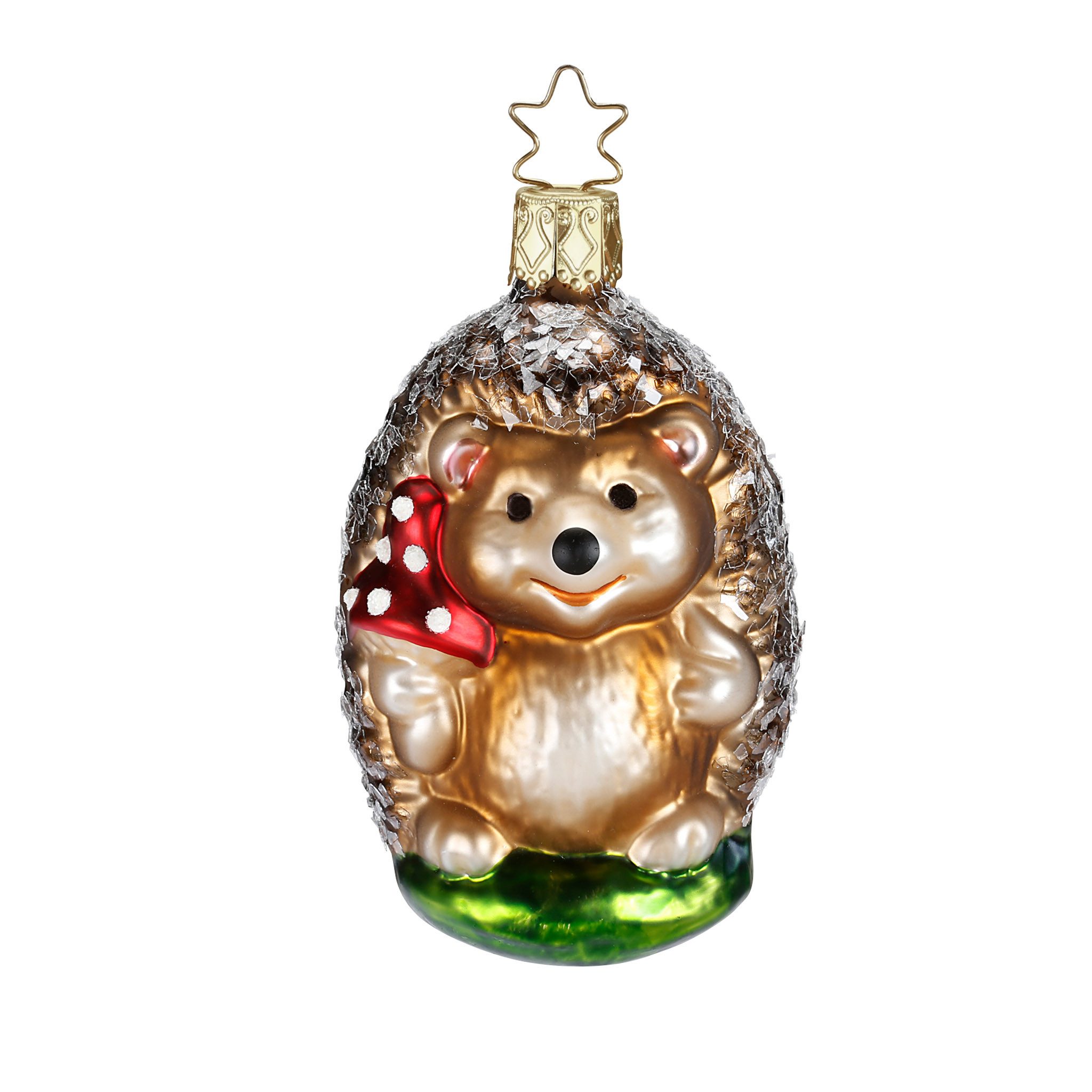 INGE-GLAS® Christbaumschmuck, Christbaumschmuck Anhänger Glas Igel 9cm Braun