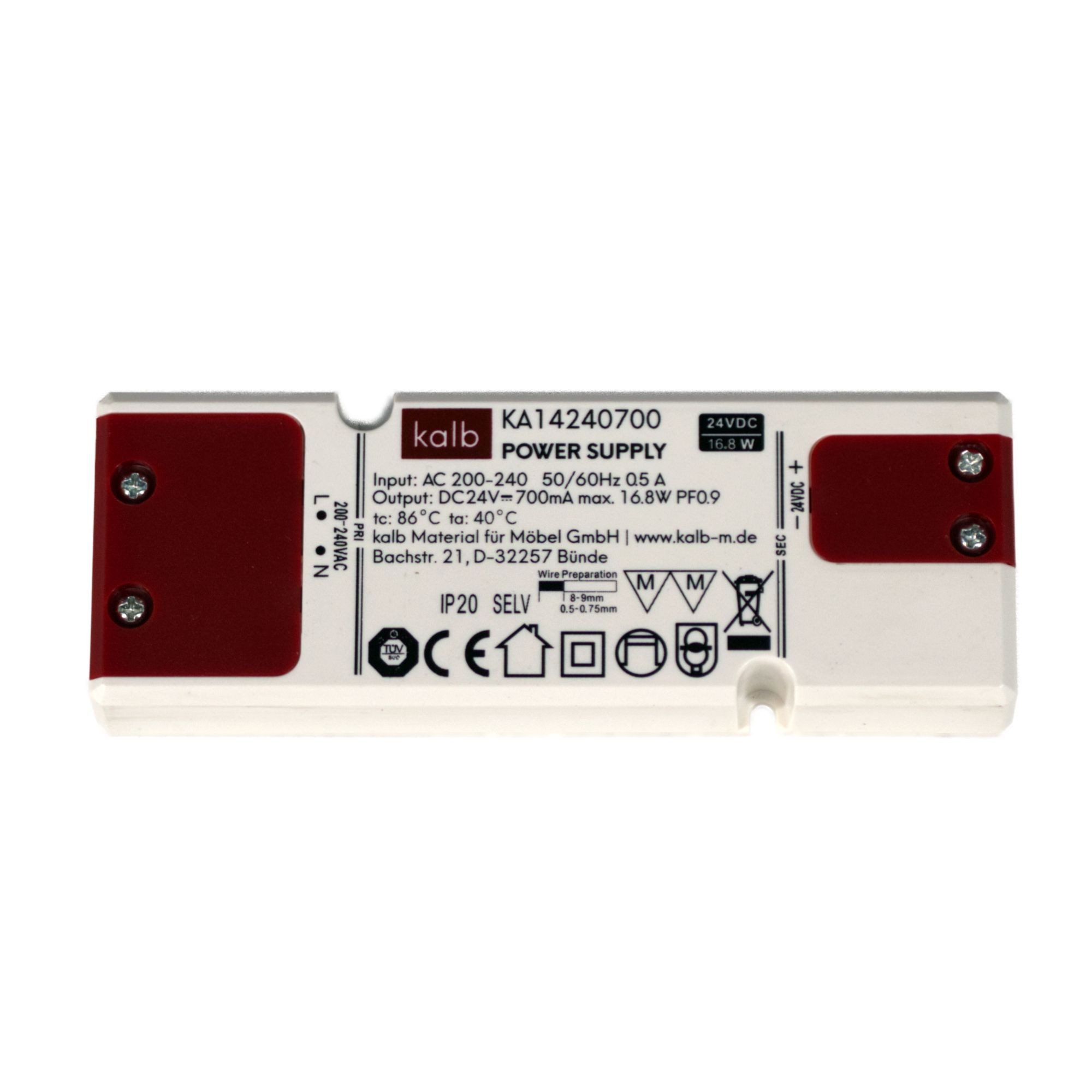 kalb LED-Netzteil 24V DC Velion, TÜV-geprüft, ultraflach 17mm, 15W/30W/60W Netzteil