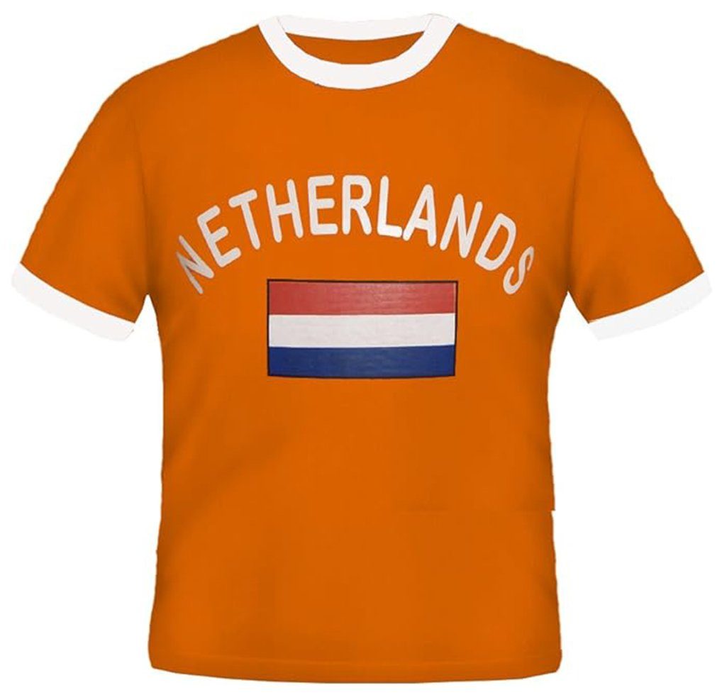 T-Shirt Niederlande Damen Shirt Herren Fan ( Unisex - BRUBAKER 1-tlg) für und Retro