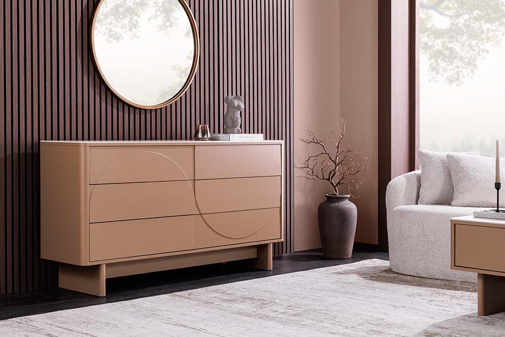 riess-ambiente Sideboard SAVOY 150cm grau/beige/greige - Keramik, Travertin, Schubladen, retro (Einzelartikel, 1 St), moderne Kommode - ideal für Flur, Esszimmer, Wohnzimmer & Schlafzimmer