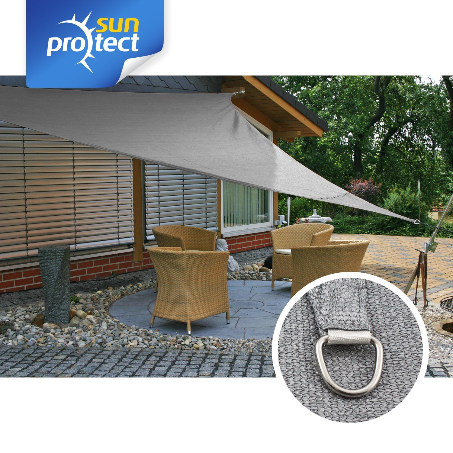 sunprotect Sonnensegel Sonnensegel, 3,6 x 3,6 x 3,6 m, Dreieck, ideal für Garten, Balkon & Terrasse