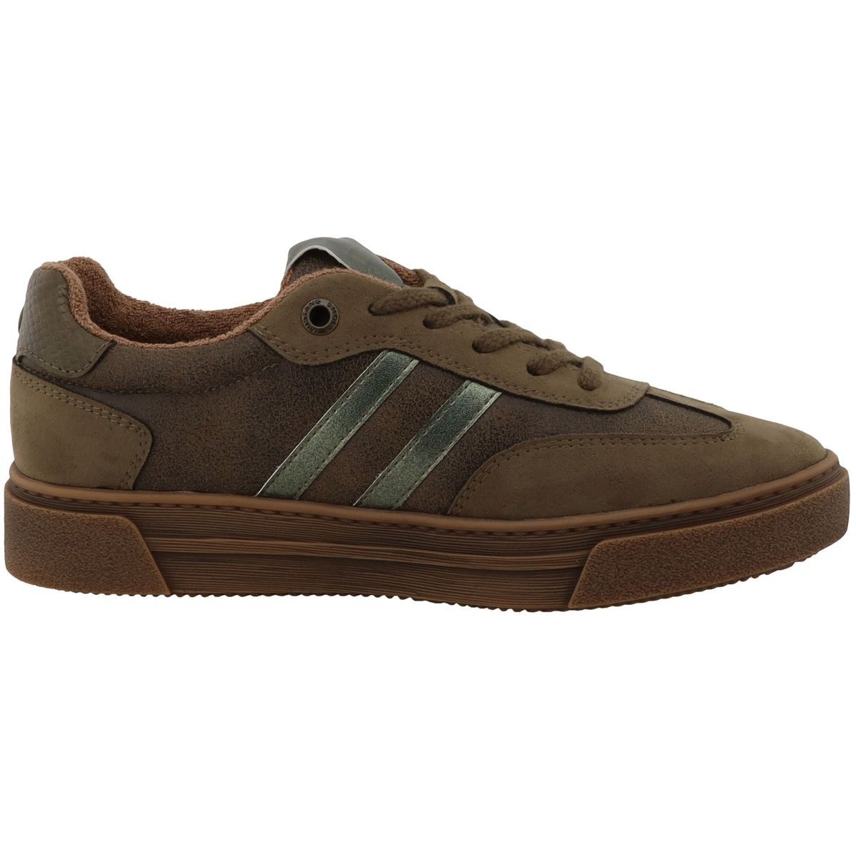 Mustang Shoes 15M0212001-olive Sneaker Retro-Schnürschuh mit geplostertem Schaftrand