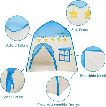 GOOLOO Spielzelt Spielzelt Kinderzelt mit Stern Lichterkette Innen und Außenzelte blau (Einfach zu verstauen und tragbar,1.3*1*1.3m(L*B*H), mit 40 Stern Lichterkette(6m,USB) Inklusive Tragebeutel,für Innen & Außen