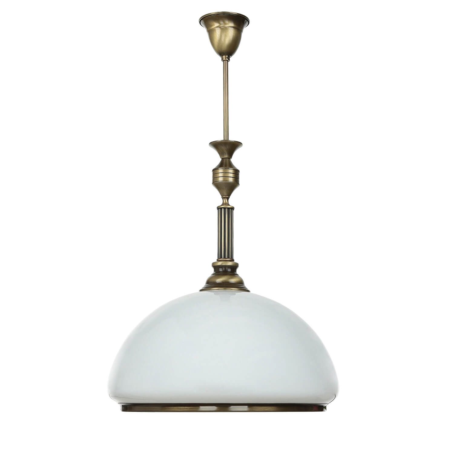 Licht-Erlebnisse Deckenleuchte MARLOW, ohne Leuchtmittel, Glas Schirm Ø 40 cm rund Jugendstil in Messing antik Weiß