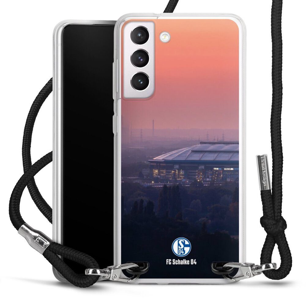 DeinDesign Handyhülle Stadion FC Schalke 04 Offizielles Lizenzprodukt Schalke 04 Stadion, Samsung Galaxy S21 FE 5G Handykette Hülle mit Band Case zum Umhängen