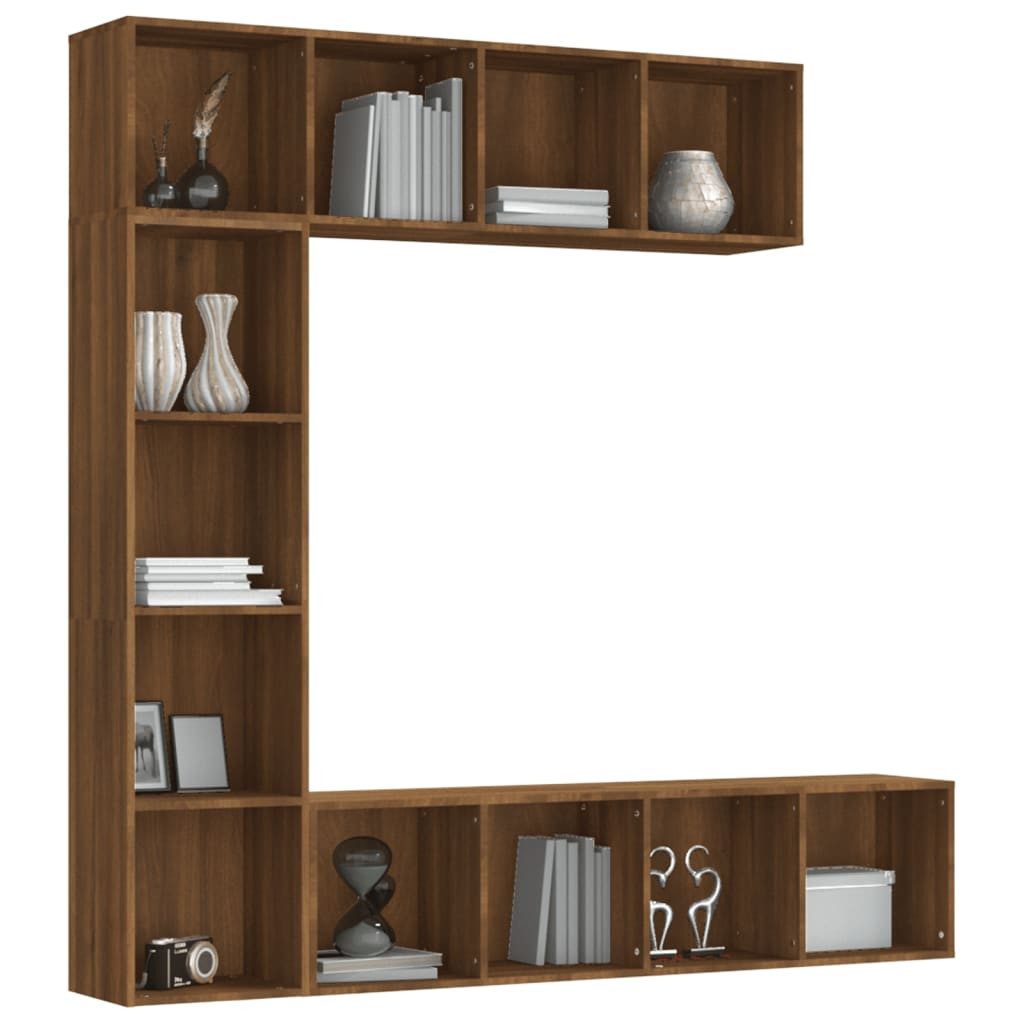 vidaXL Bücherregal 3-tlg. Bücherregal-/TV-Schrank-Set Braun Eichen-Optik, günstig online kaufen