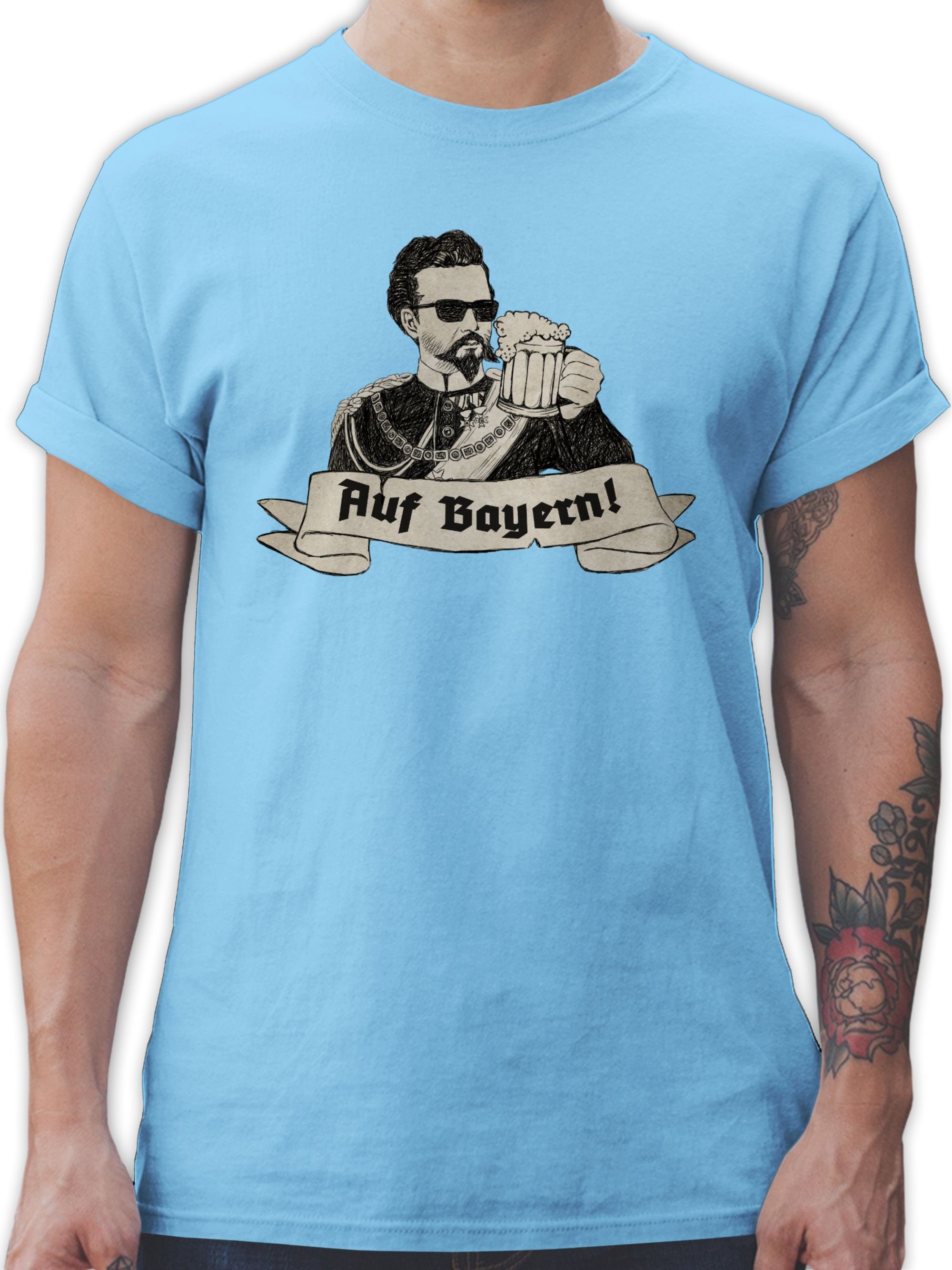Shirtracer T-Shirt König Ludwig Bayern - Auf Bayern Prost Mode für Oktoberfest Herren 02 Hellblau