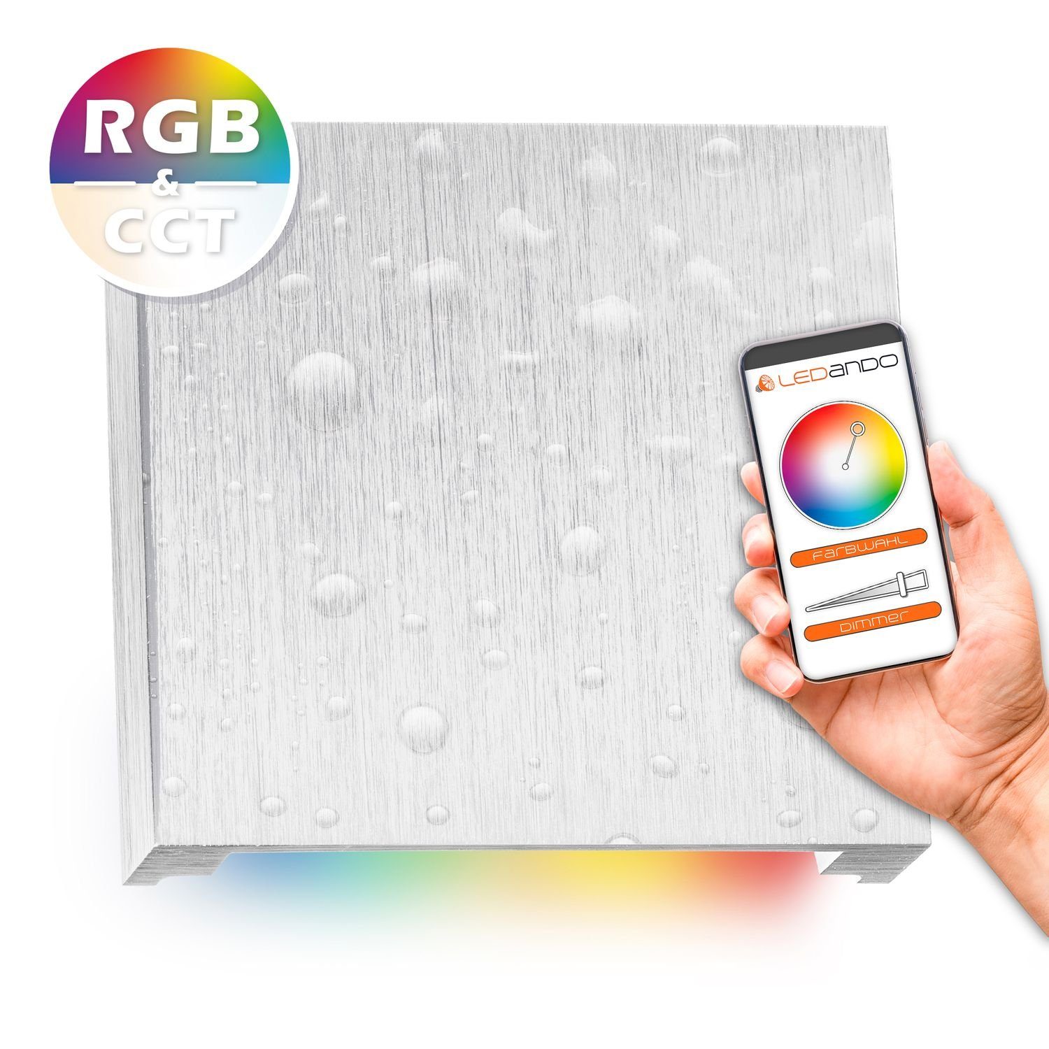 LEDANDO LED Einbaustrahler IP44 Wifi LED Treppenbeleuchtung Alu eckig für Schalterdose RGB + Warm