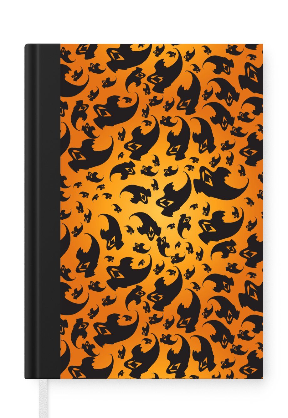 Orange Halloween - 98 Merkzettel, A5, - Muster, Tagebuch, Notizheft, Haushaltsbuch Notizbuch MuchoWow Seiten, Journal,