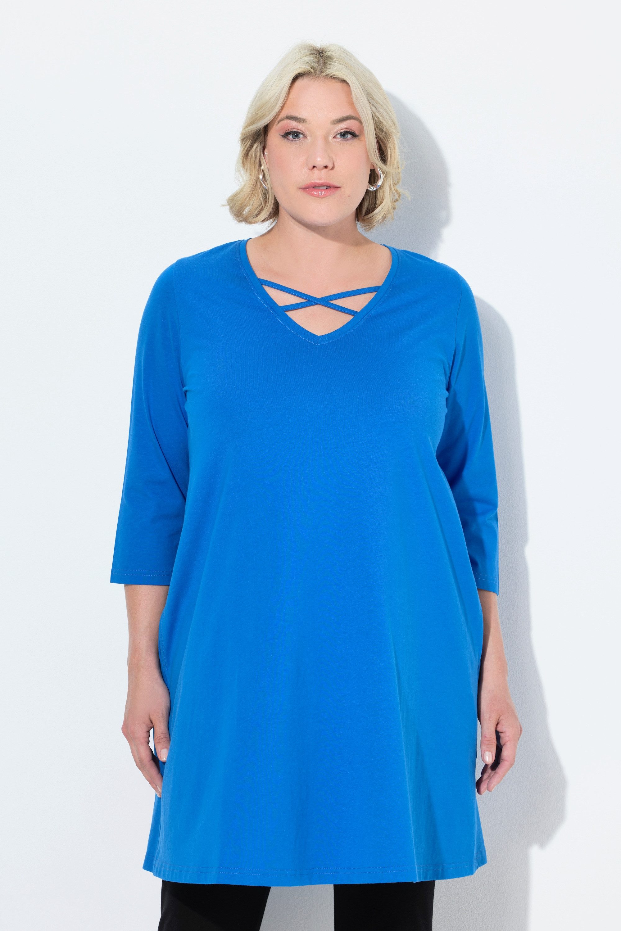 Ulla Popken Longshirt Longshirt Zierbänder A-Linie günstig online kaufen