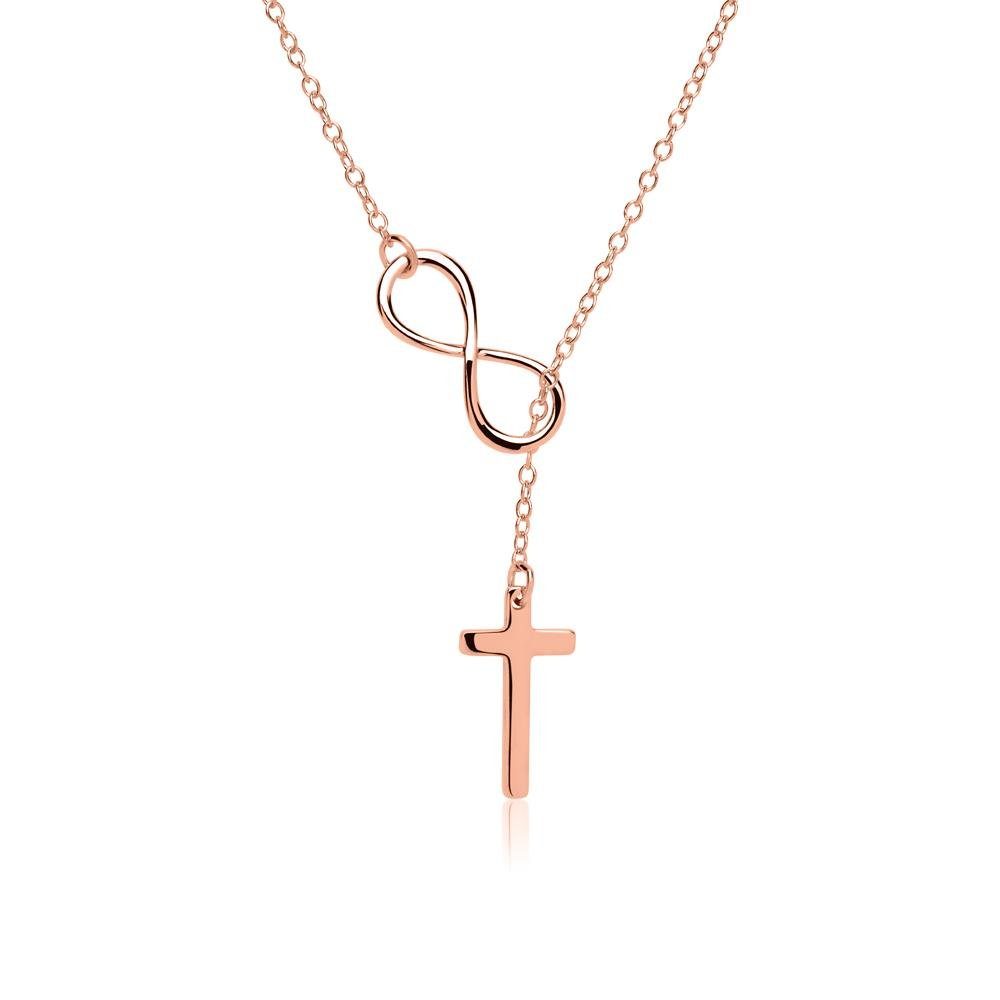 JEWLIX Y-Kette Y-Kette Rosé vergoldet mit Kreuz Infinity Anhänger SN0371