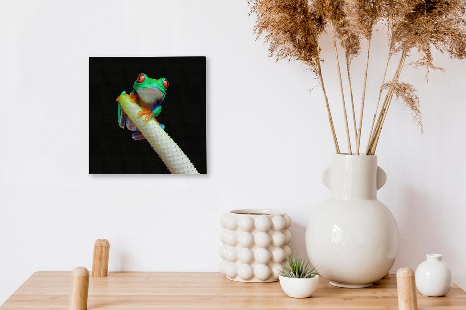 für St), Frosch (1 - Pflanze, Bilder Leinwandbild OneMillionCanvasses® Schlafzimmer Wohnzimmer Tier Leinwand -