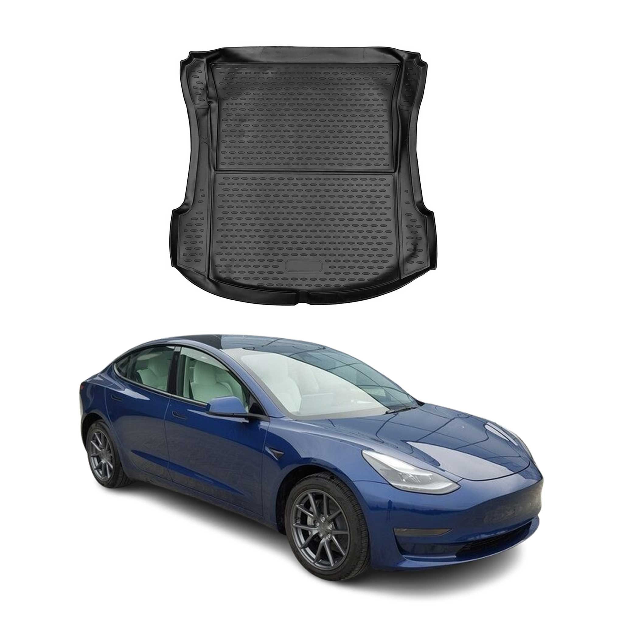OMAC Kofferraummatte Kofferraumwanne für Tesla Model 3 2017-2024 Gummi TPE Schwarz (1 St), für Tesla Model 3 2017-2024 Tesla Model 3 2017-2024, Einfache Installation,Antirutsch,Leicht zu reinigen,Leichtgewicht