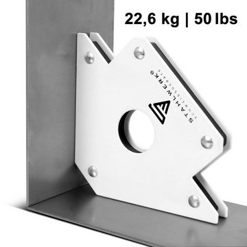STAHLWERK Magnet-Werkzeugleiste STAHLWERK 4er Set Magnet-Schweißwinkel 22,6 kg, 50 lbs robuster Schwe, Set, 2-tlg., Schweißmagnet 45° x 90° x 135°, 22,6 kg / 50 lbs