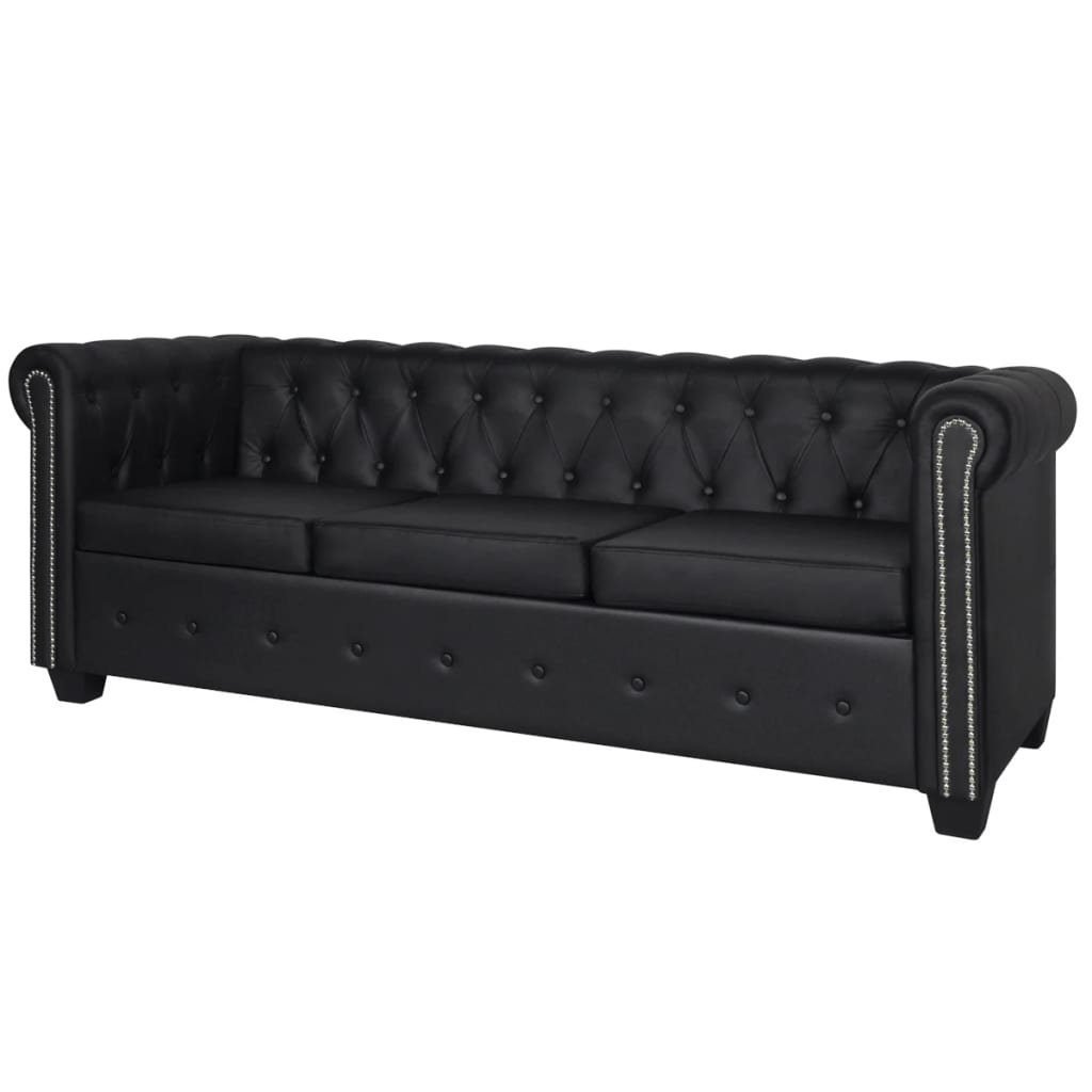 vidaXL 3-Sitzer in Schwarz, LxBxH: 76x200,5x70 cm