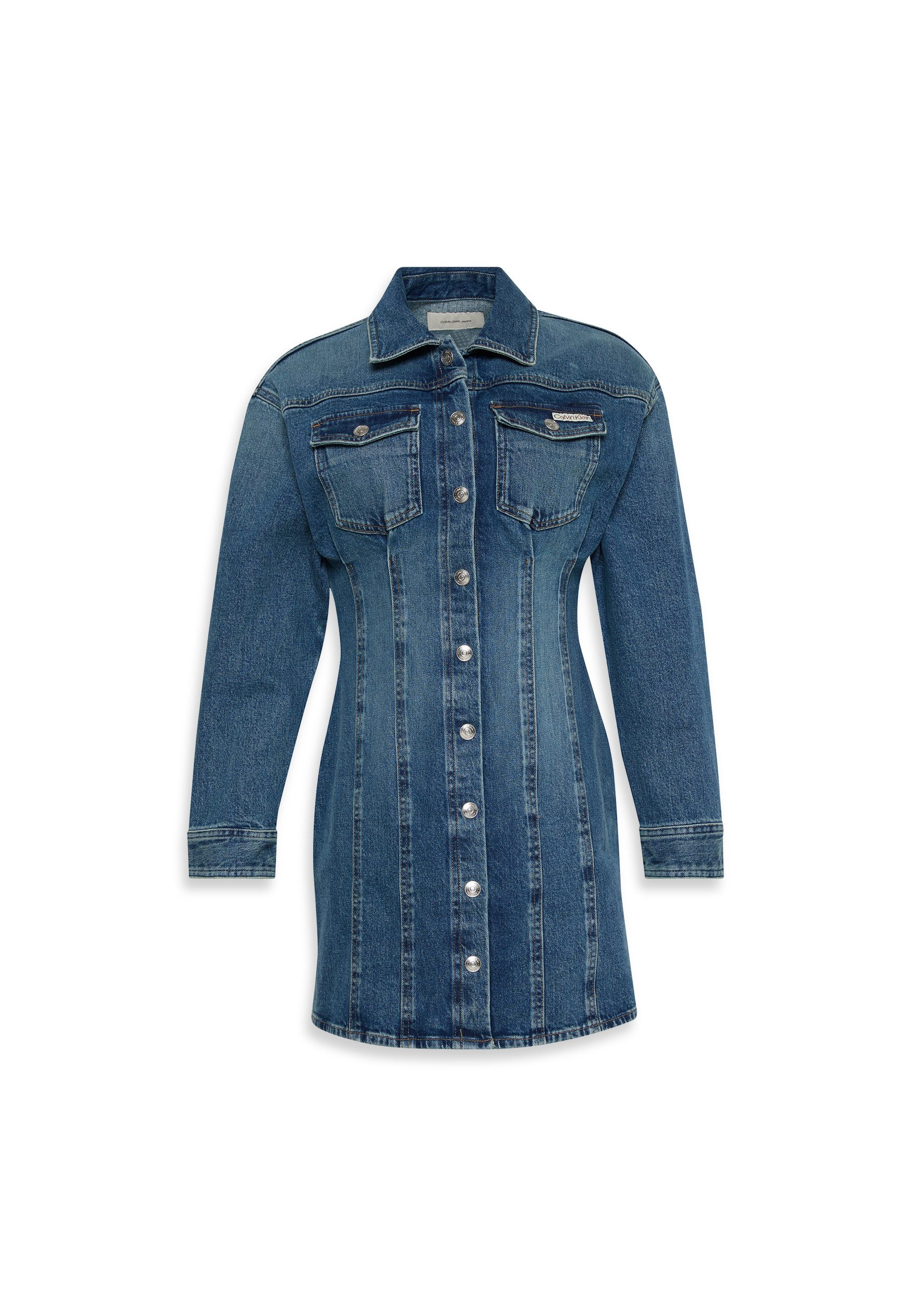 Calvin Klein Jeans Jeanskleid LS DENIM MINI DRESS Mit Rundhalsausschnitt, figurbetont