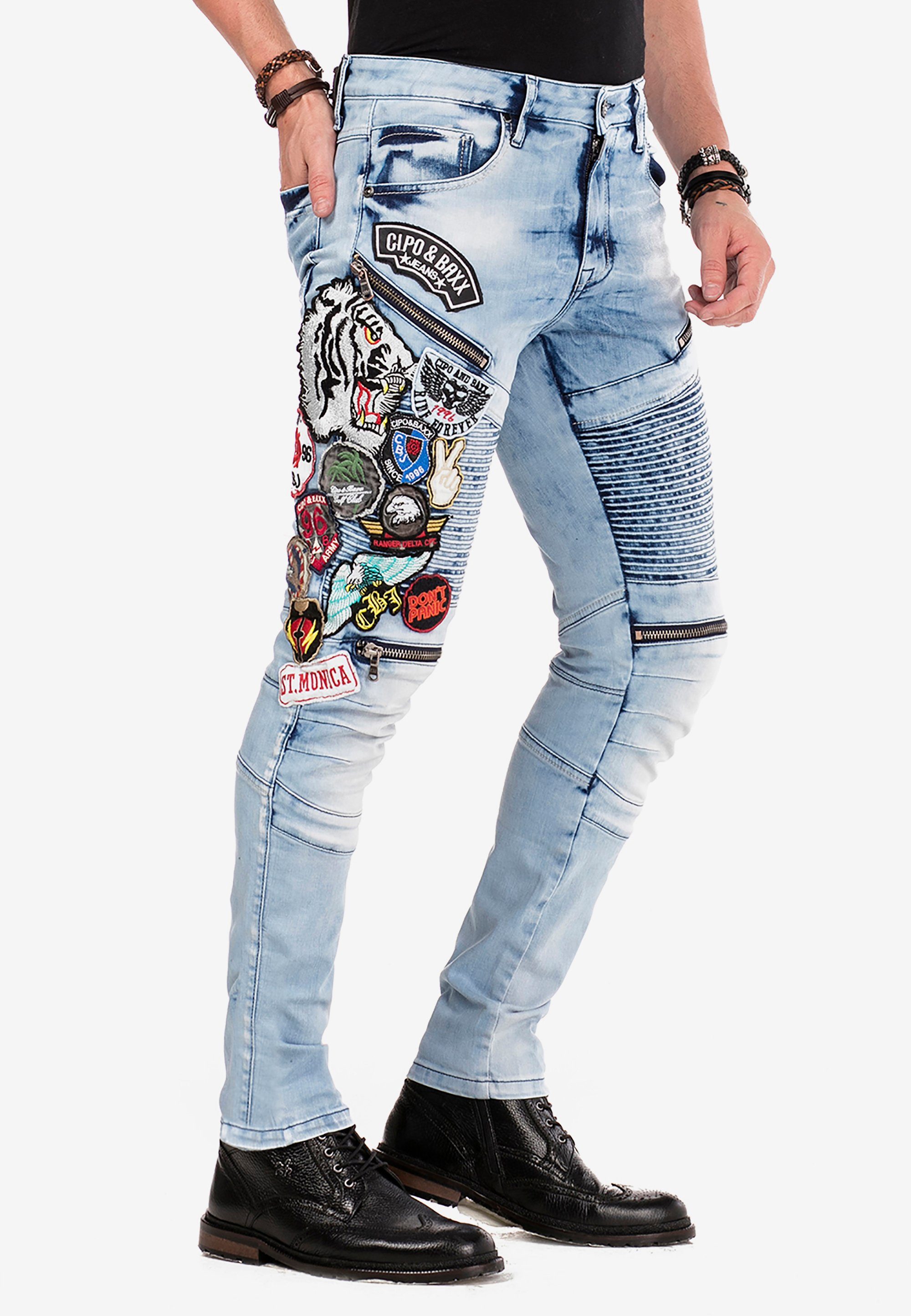 Cipo & Baxx Röhrenjeans mit Streetstyle Fit Aufnäher n Straight