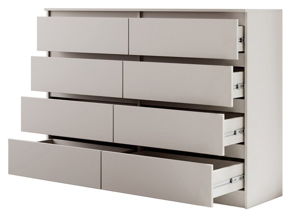 Beautysofa Kommode LEMON Kaschmir mit 8 Schubladen (Moderne Schubladenkommode Sideboard, mit Kugelführungen), Breite: 120 cm oder 140 cm