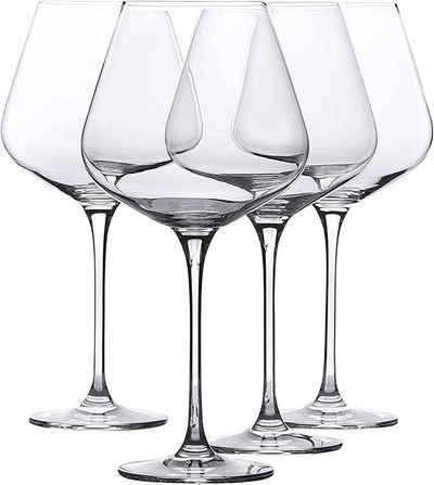Whole Housewares Weinglas 4er-Set Weinglas-Set 850 ml Kristall für Rot- und Weißwein, Klar 1glas