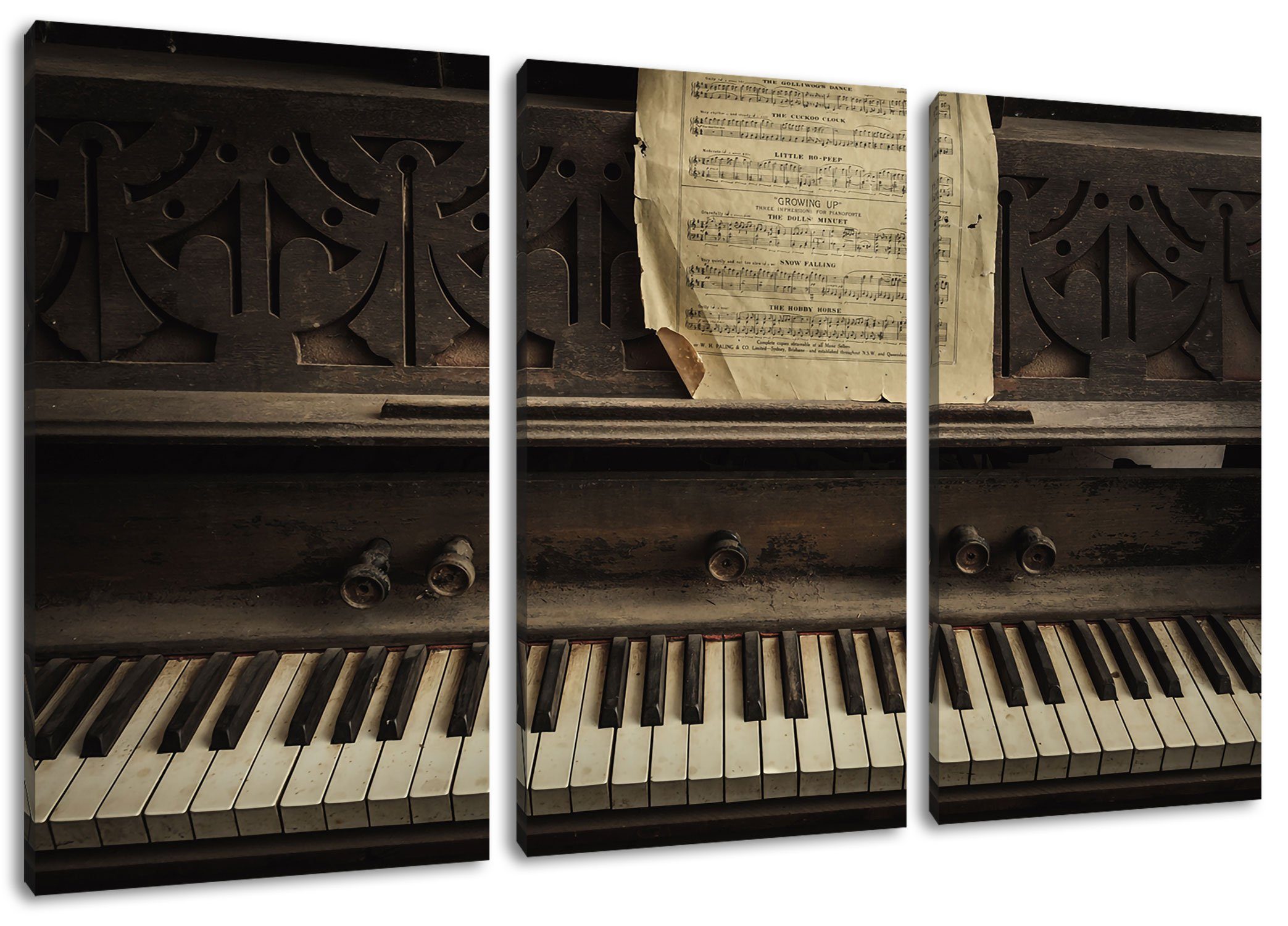 Leinwandbild Klavier mit Notenblatt
