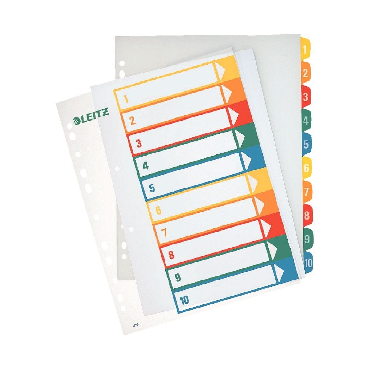 LEITZ Aktenordner 1293, Register 1-10, DIN A4 überbreit, 10-tlg., Universallochung, Kunststoff