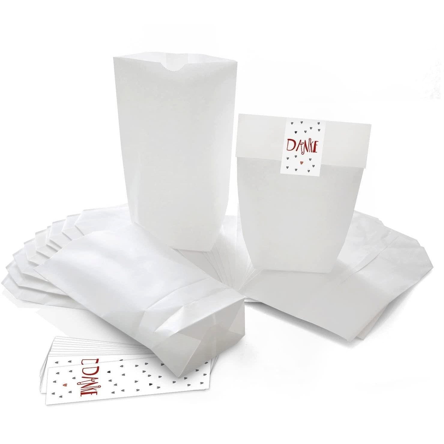 Logbuch-Verlag Geschenkbox 10 kleine weiße Kreuzbodenbeutel 16,5 x 26 x 6,6 cm + 10 Banderolen 5